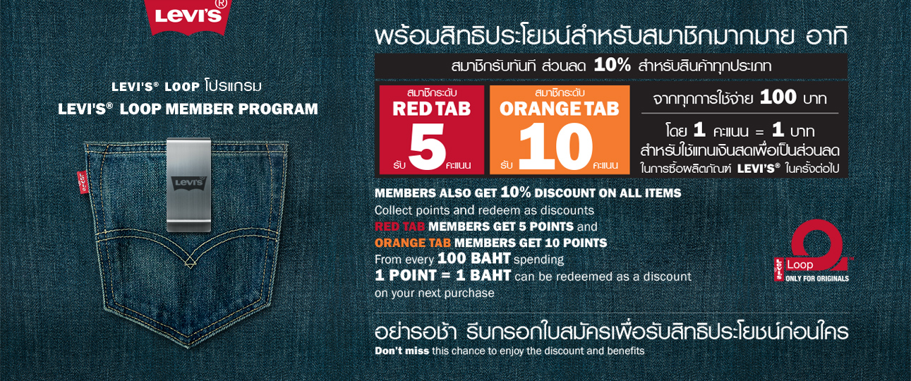 ลีวายส์® มอบสิทธิประโยชน์สุดคุ้มผ่านบัตร Levi's® Loop Card